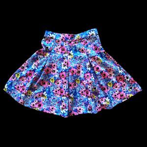 1st Kiss Girls Colorful Bold Floral Flower Blue A Line Skater Skirt size 14/16